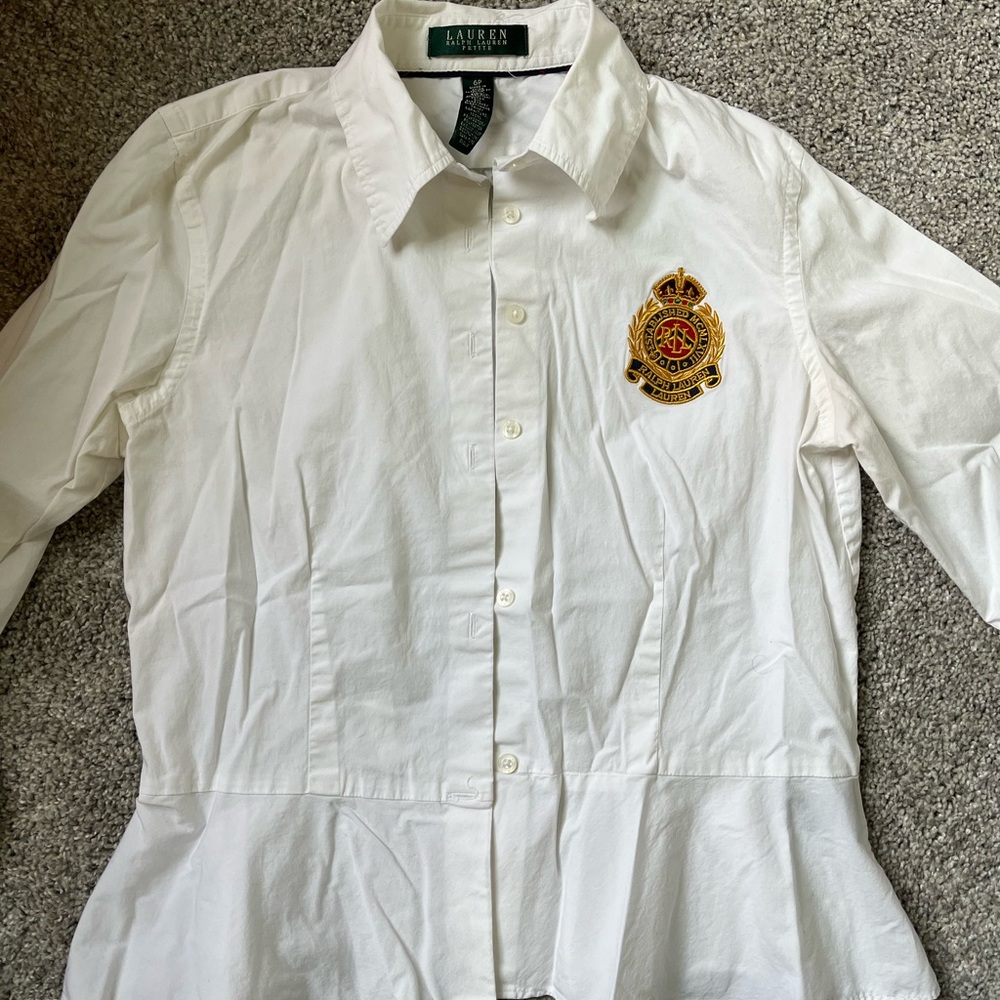 White Women’s Shirt with RL Embroidered Crest